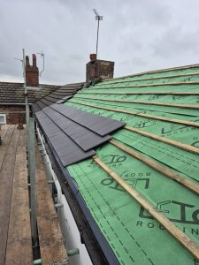 Roof felt and batten installation in progress by CL Stuart Roofing